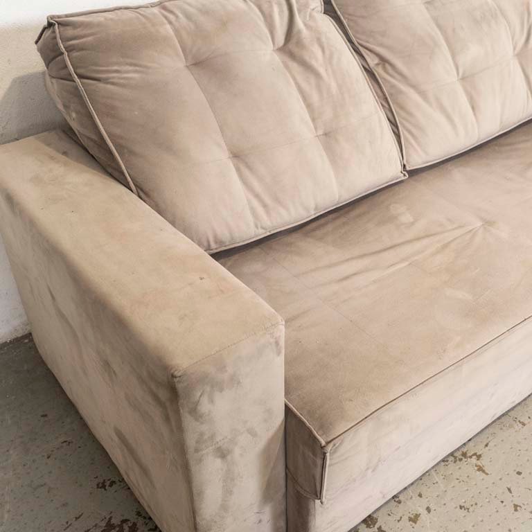 Sofá de dos cuerpos extensible, con respaldo reclinable y tapizado en tela gris - imagen 2