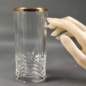 Seis Vasos Altos de Cristal Grueso con Borde Dorado y Diseño en Relieve - imagen 6