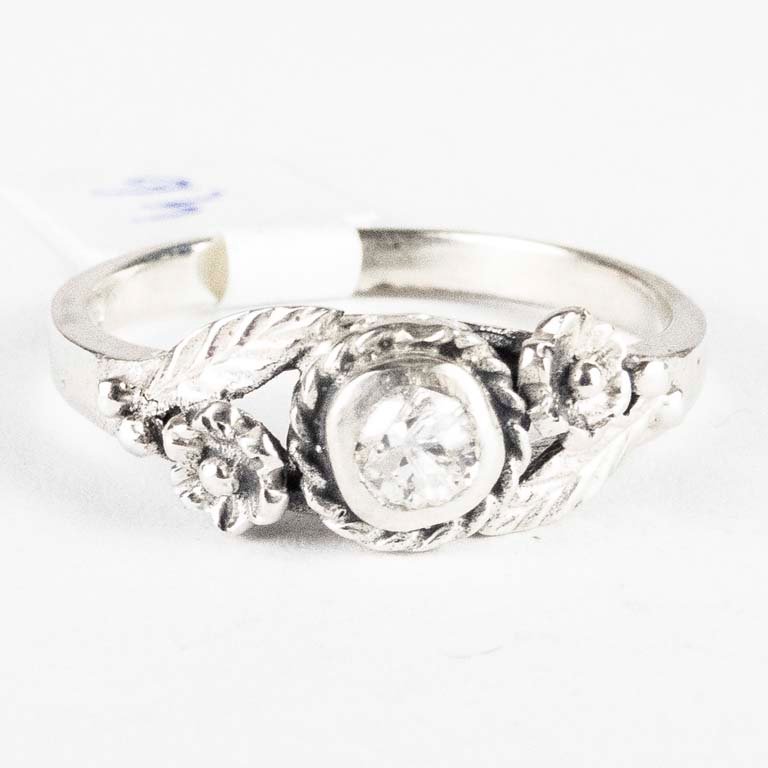 Anillo de plata con diamante brillante - imagen 1