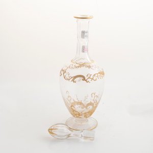 Botellón de Cristal Hialino con Detalles en Oro y Tapón - 35cm - imagen 3