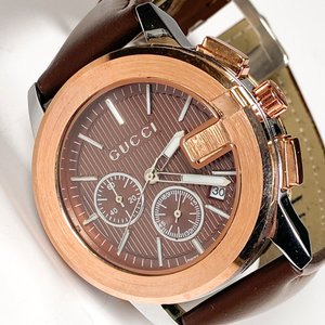 Reloj Gucci Caballero Malla Cuero Marrón Funciona - imagen 3