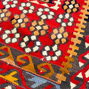 Alfombra Kilim Decorada Roja, Naranja y Beige 166x98 cm - imagen 2