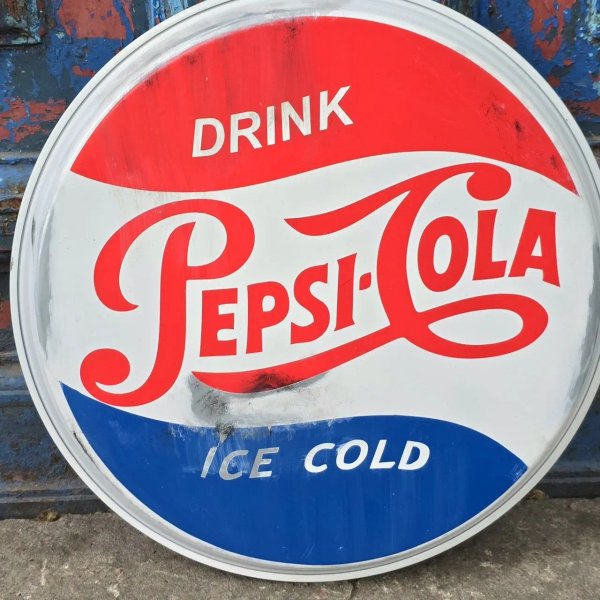 Chapa Vintage Circular Pepsi-Cola "Drink Pepsi-Cola Ice Cold" - imagen 1