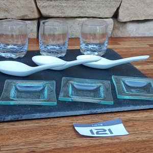 Set de Aperitivo 10 Piezas: Bandeja, 3 Vasos, 3 Platos y 3 Cucharas - imagen 1