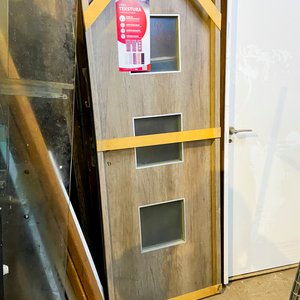 Puerta Interior MDF y Vidrio Color Beige con Detalle 203x75 cm - imagen 2