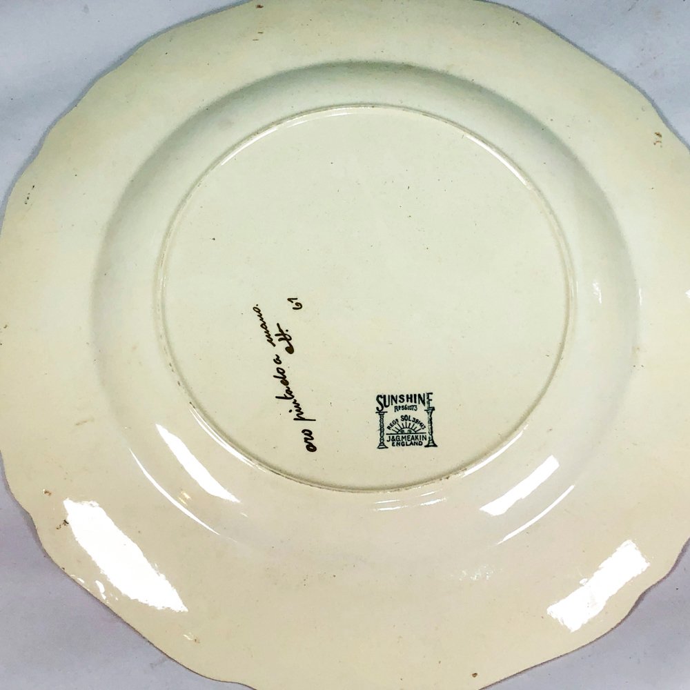 Plato en porcelana inglesa Sunshine pintado a mano floral de 33 cm - imagen 3