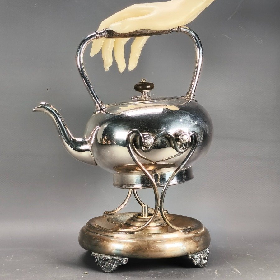 Samovar Sheffield completo con tapa abatible, tirador y asa en madera - imagen 5