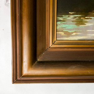 Cuadro al Óleo "Campo y Lago" con Marco de Madera - Firmado - imagen 4