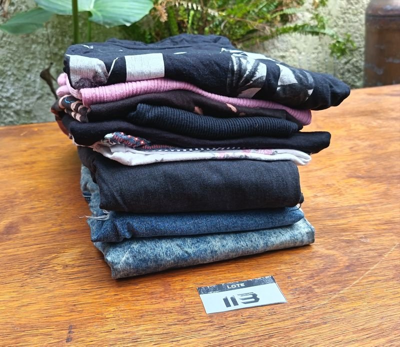 Lote de Ropa Femenina: Jeans con Tachas y Remeras Variadas