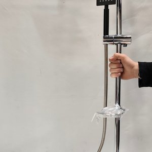 Barra de Ducha Cromada con Cabezal Cuadrado y Ducha Teléfono - imagen 2