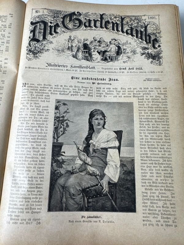 Revista ilustrada alemana del año 1891 con grabados originales y escenas costumbristas - imagen 4