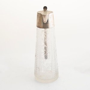 Jarra de Cristal Hialino Tallado con Asa y Vertedero Metálico - 27cm - imagen 2