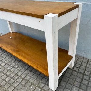 Mesa de Arrime Moderna Madera Clara y Patas Blancas - imagen 2