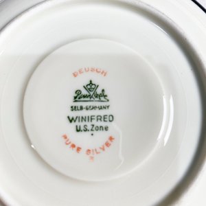 Juego de Café Porcelana Rosenthal "Winifred" Bordo con Guarda Plateada - imagen 6