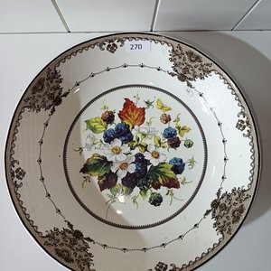 Fuente Grande de Loza Estilo Vintage con Diseño de Frutas y Flores - imagen 3