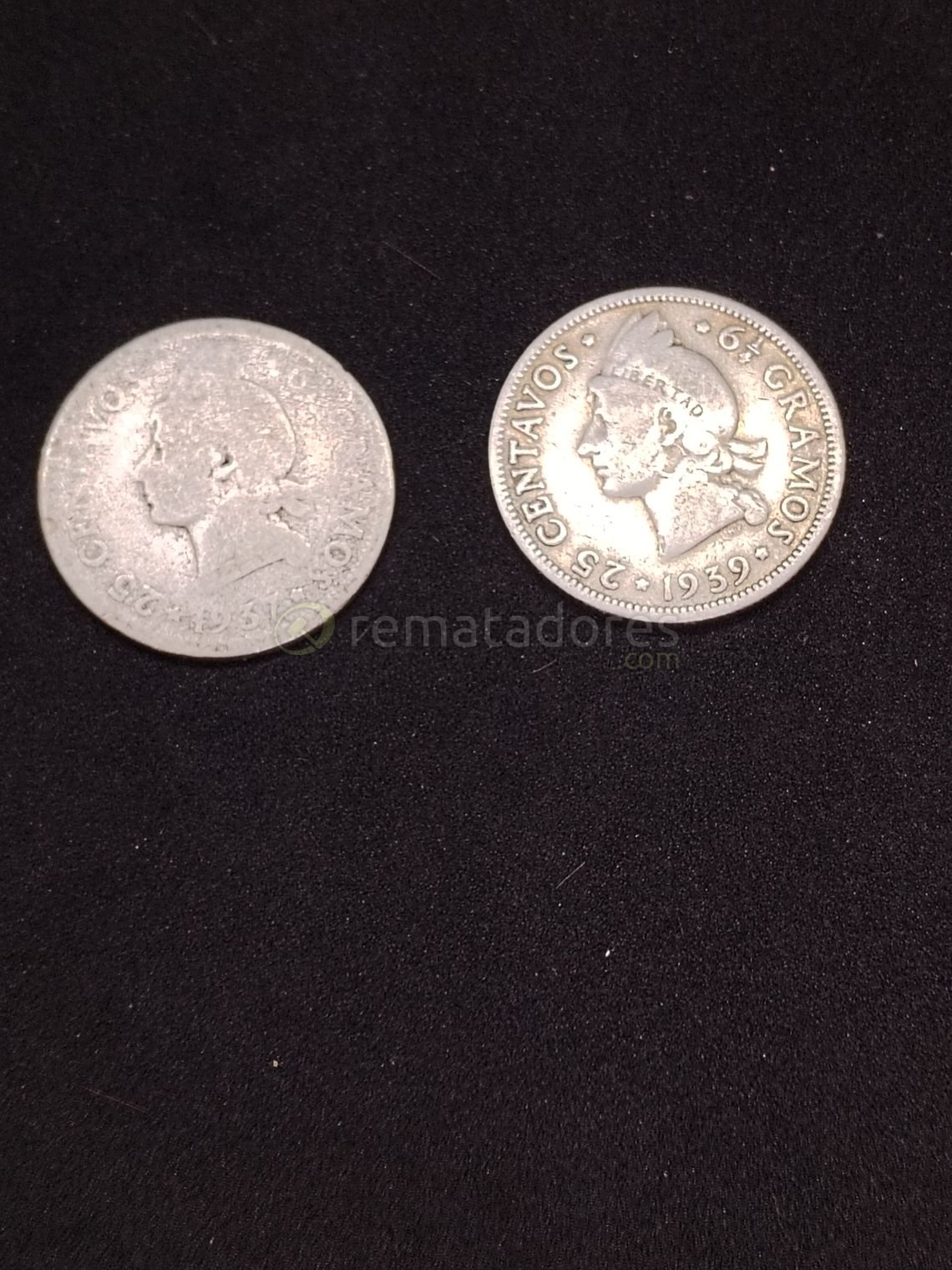 Monedas antiguas de colección: 25 y 63 centavos