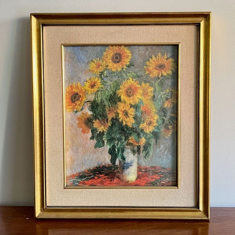Cuadro "Girasoles" Estilo Impresionista Claude Monet Marco Dorado