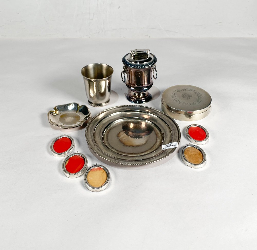 Conjunto de 11 Piezas Vintage: Porta Retrato, Vasos, Plato y Más