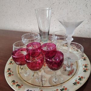 Bandeja con 7 Copas de Cristal y Vidrio - imagen 2