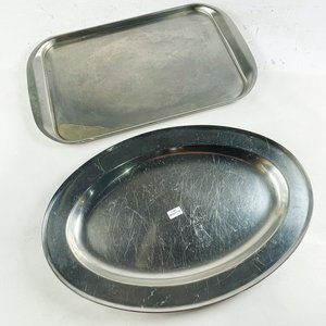 Dos Bandejas Ovalada y Rectangular de Acero Inoxidable - imagen 2