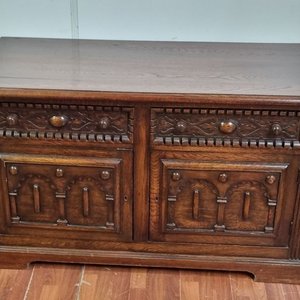 Antiguo Aparador Trinchante Roble Macizo Estilo Renacimiento Español - imagen 2