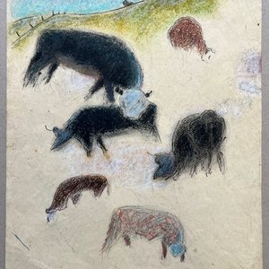 Obra de José Cuneo: "Ganado" - Pastel sobre Papel - imagen 2