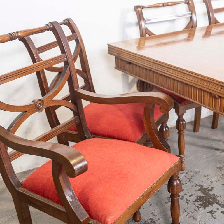 Mesa de comedor tiré con cuatro sillas y dos sillones estilo inglés - imagen 2