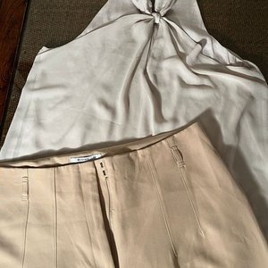 Conjunto Blusa Beige Gasa y Seda con Pantalón Clásico Cortell Talle 44 - imagen 6