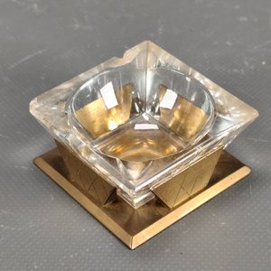 Juego Art Decó: 2 Ceniceros y 1 Depósito en Bronce y Cristal - imagen 7