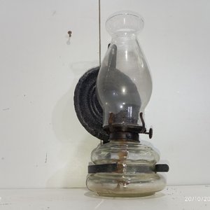 Antiguo Farol/Lámpara de Pared a Kerosene con Tubo de Vidrio y Mechero - imagen 3