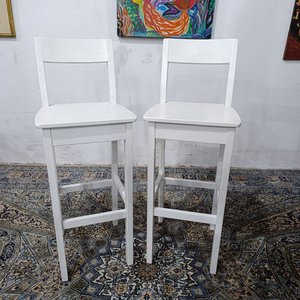 Taburetes Altos "Luna" Fábrica Delfino Álvarez Madera Maciza Blancos (2 Unidades) - imagen 8