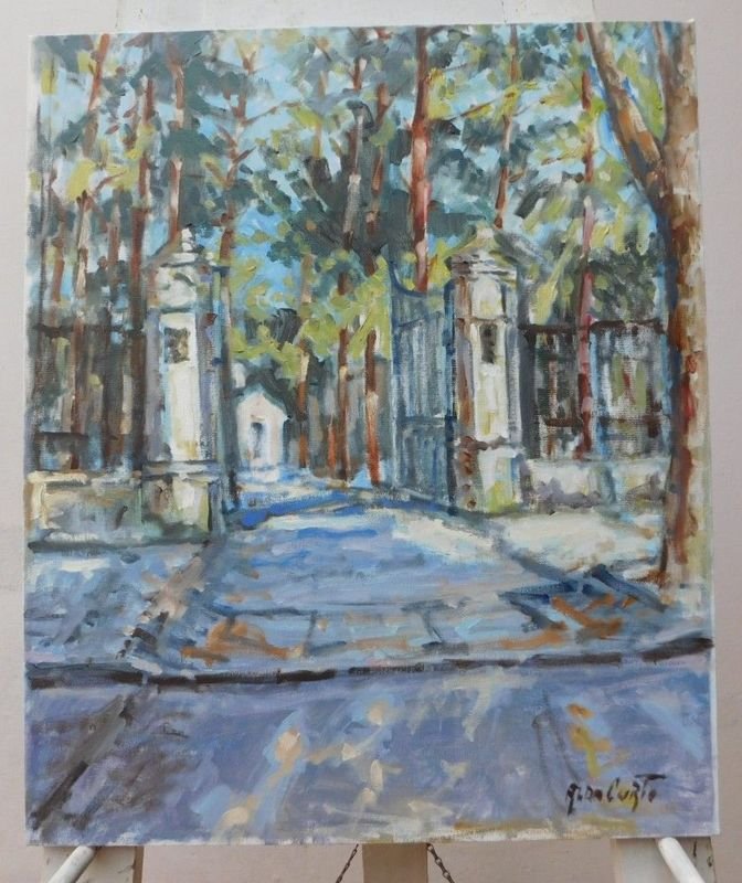 Pintura "Portal en el Prado" de Aldo Curto, Óleo 60x50 cm