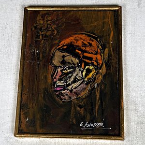 Cuadro Retrato Firmado E. Schuster, 17 x 13 cm - imagen 3