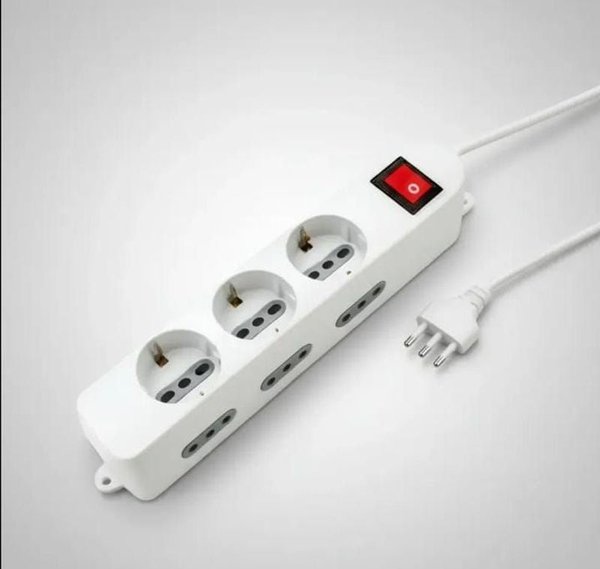 Alargue Serlux con Interruptor, 6 Entradas, Cable 3 Metros - imagen 1