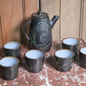 Juego de Café de Cerámica "Ohannes Ounanian" Firmado - imagen 2