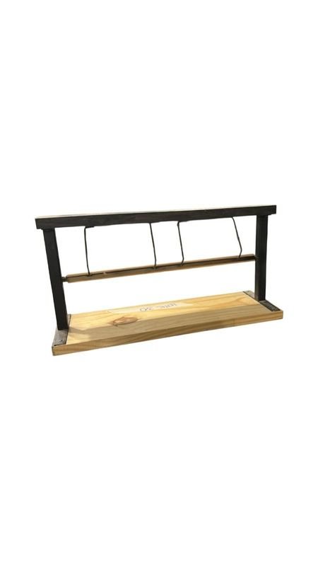 Porta rollos de madera con estructura metálica