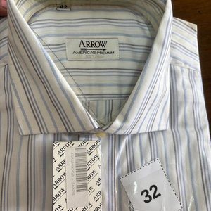 Camisa Arrow Talle 42 Rayada Celeste y Blanca Nueva - imagen 2