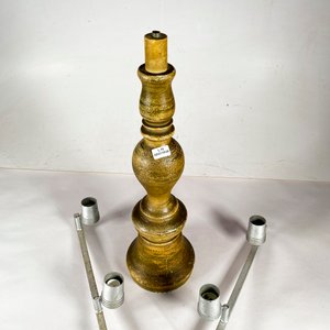 Fuste de Lámpara de Madera y Aplique de Luces Vintage - imagen 2