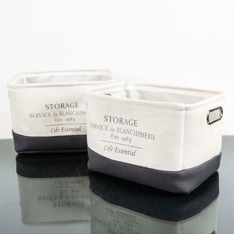 Set de 2 Organizadores de Tela Blancos y Grises