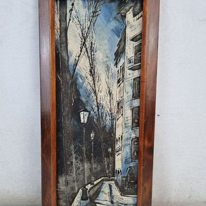 Lote siguiente: Cuadro al Óleo "Calle Urbana" Firmado F. Henry, Marco de Madera Lustrada