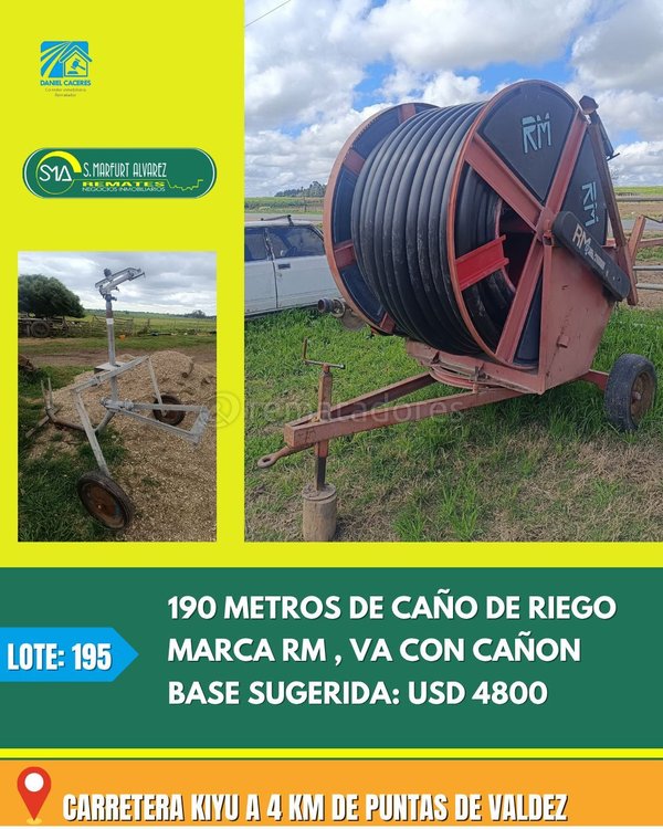 Carrete de Riego RM 190 Metros de Caño