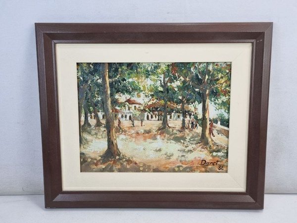 Cuadro con Paisaje Campestre Firmado 'Darci 86' - Marco Marrón Oscuro - imagen 1