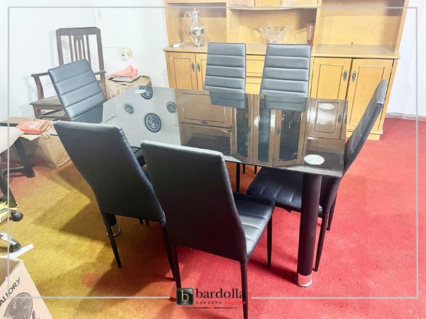 Juego de comedor con mesa de vidrio y 6 sillas - Oferta de venta - imagen 1
