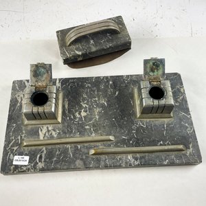 Tintero Art Decó de Metal y Mármol con Secante - imagen 2