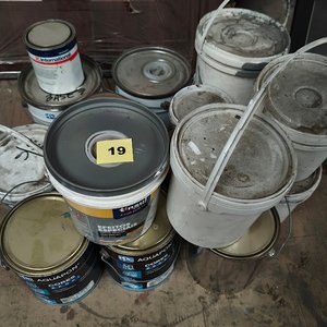 Lote siguiente: Lote de Latas y Baldes de Pintura y Recubrimientos Varios