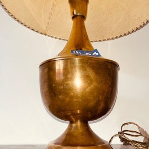 Velador de Cobre con Pantalla de Cuero, 50 cm - imagen 2