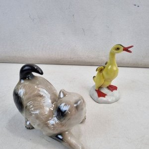 Conjunto de Adornos de Porcelana: Gato y Patito Esmaltado - imagen 3
