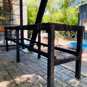 Mesa Rústica de Jardín Negra - Madera Maciza 2.70m - imagen 4