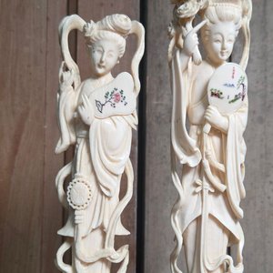 Par de Figuras de Marfil Estilo Oriental, 19cm - imagen 3