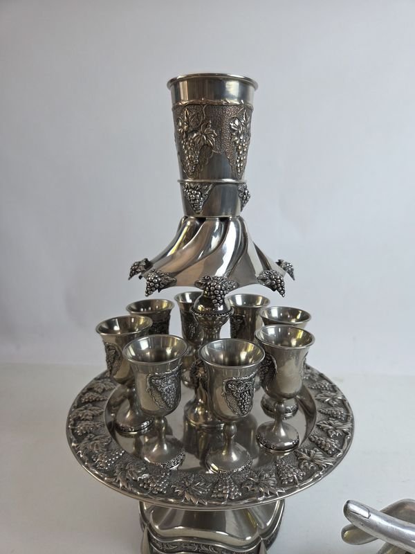 Juego divisor de vino Kiddush chapado en plata - imagen 3